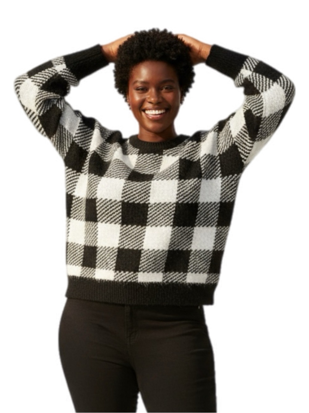 Vince Camuto Black and White Crew Neck Sweater